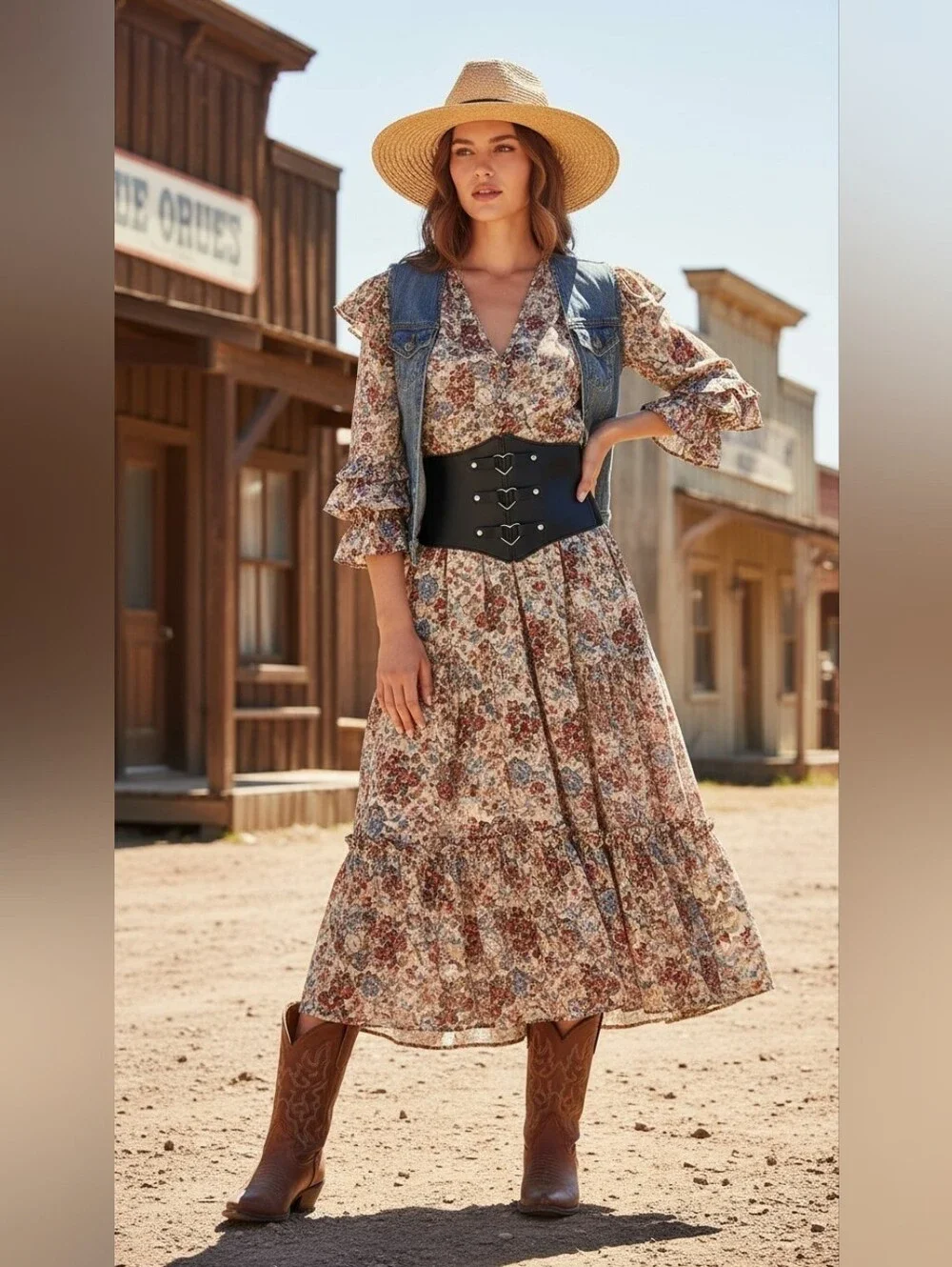 Corset Style‎ Triple Buckle Wide Belt Elastic Waist Band Faux Leather One Size